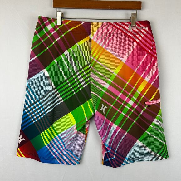 Hurley Phantom Rainbow Plaid Surf Swim Board Short 10" Inseam Men's Size 32 - Picture 5 of 8